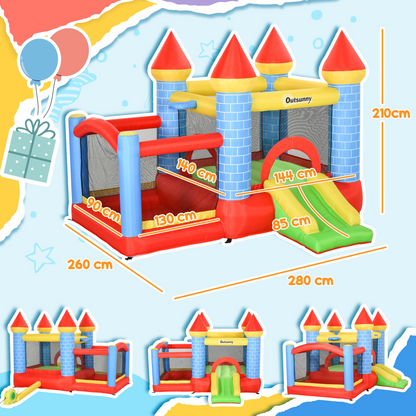 4-in-1 Bouncy Castle with Slide & Pool - Fun Anywhere, Quick Inflate!