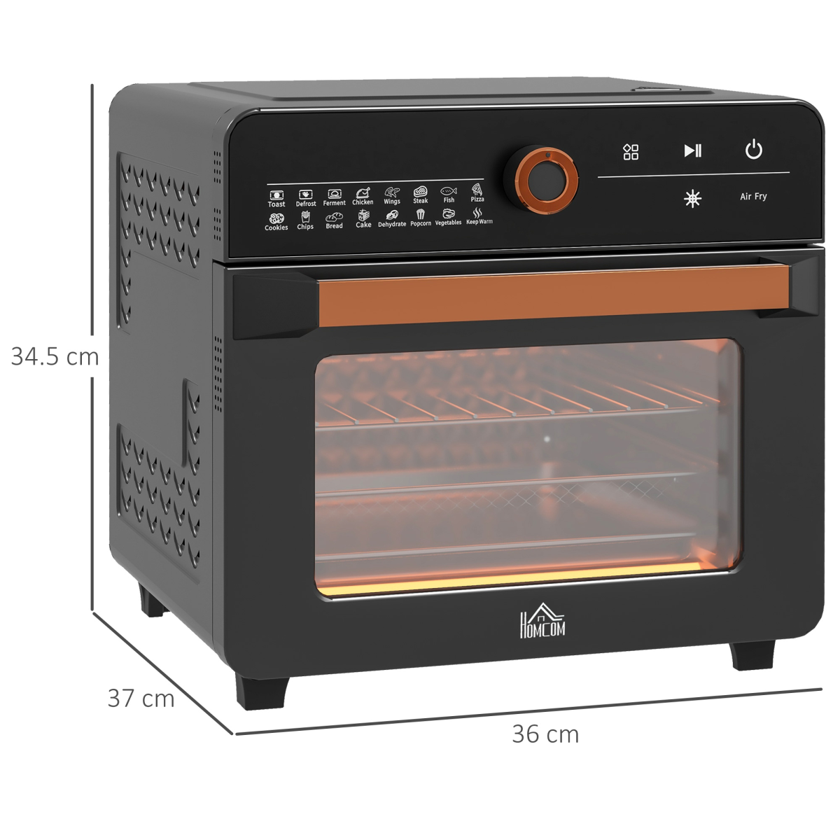 HOMCOM 20L Air Fryer Oven, 17 Presets, 1400W, Countertop Black