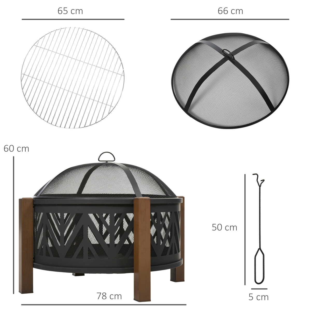 Ultimate 2-in-1 Fire Pit & BBQ Grill - 30" with Spark Screen & Safety Poker