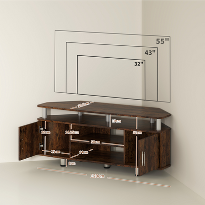 Rustic Elegance: 120cm TV Unit with Storage & Display Shelves