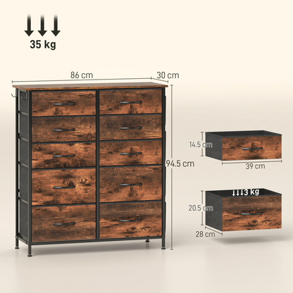 Rustic Wood Storage Chest with Multi-Drawer Organizer and Hooks