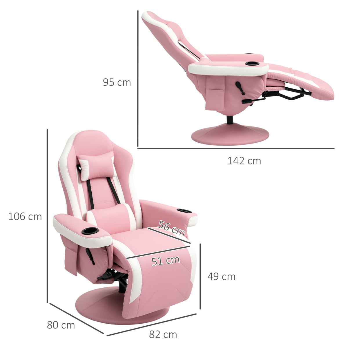 Manual Recliner Armchair PU Sofa Chair w/ Footrest & 135° Reclining