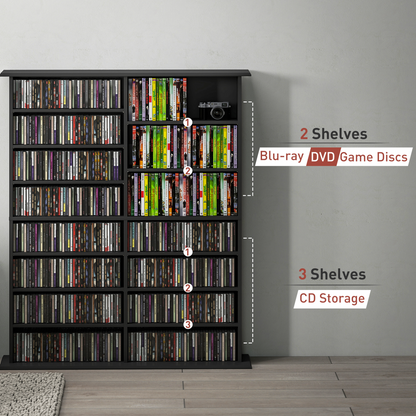 Compact Multi-Storage Cabinet with 16 Spaces for CDs, DVDs, and Blu-rays