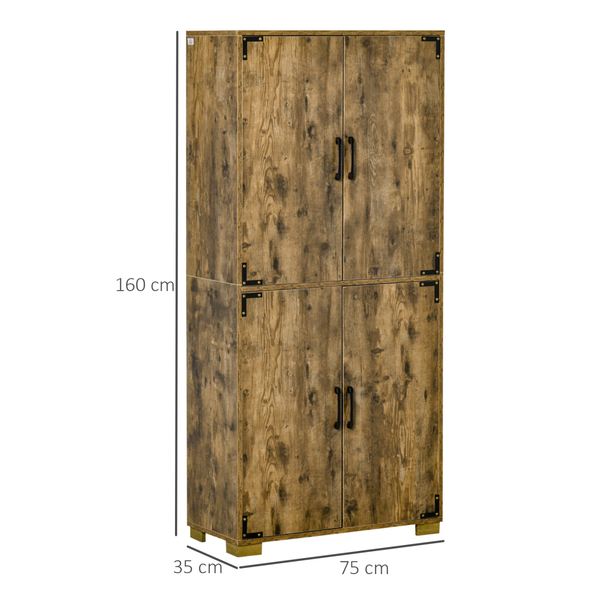 Rustic 4-Door Farmhouse Cabinet: Sturdy Storage with Industrial Flair