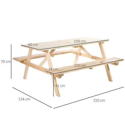 4-Seater Wooden Picnic Set-Fir Wood