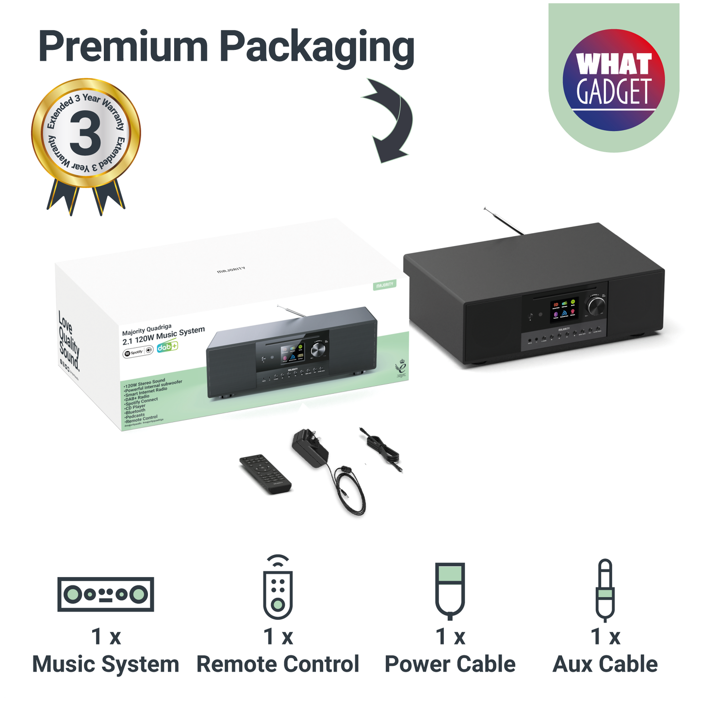 Majesty Sound: Majority Quadriga All-in-One Music System - Black Edition