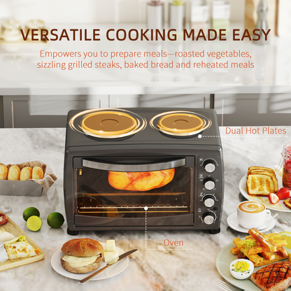 HOMCOM 36L Dual-Plate Countertop Oven 2600W with Grill, Roast & Bake