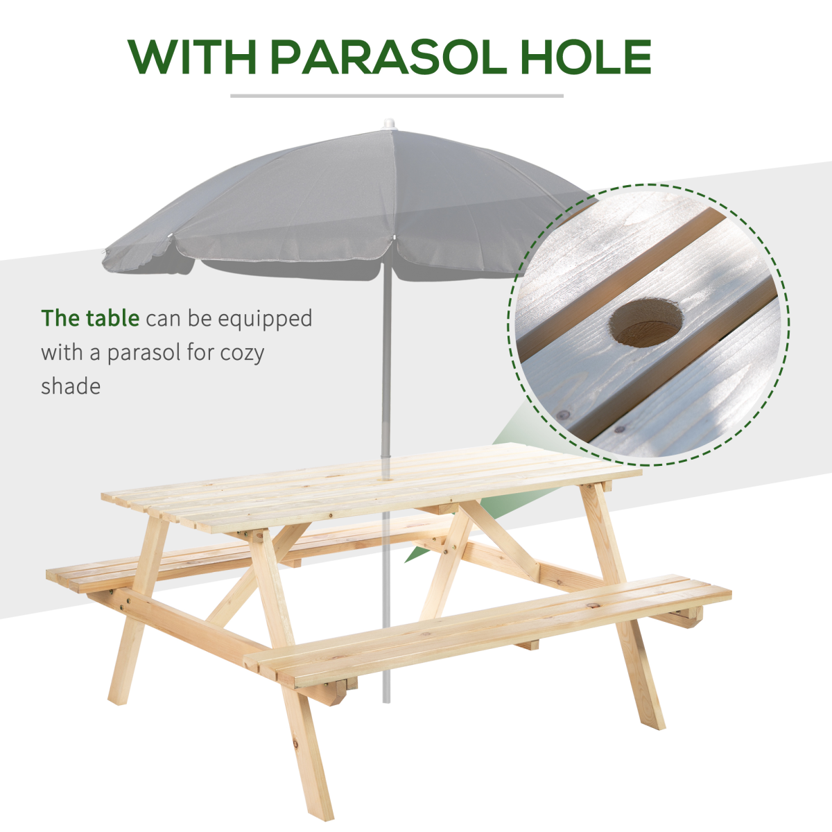4-Seater Wooden Picnic Set-Fir Wood