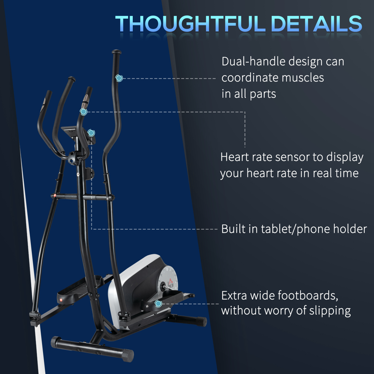 Elliptical Cross Trainer w/ Adjustable Resistance, LCD Monitor, Wheels