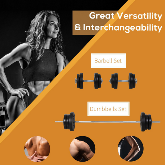 Dumbbells and Barbell Set with 65kg Adjustable Weights for Home Gym