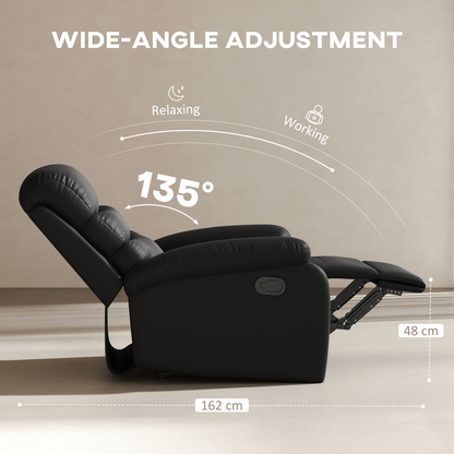 Manual Recliner Chair Armchair for Living Room with Footrest Black