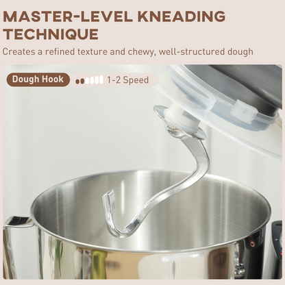 1300W Powerful Kitchen Stand Mixer with 4.5L Bowl & 6 Speeds - Silver