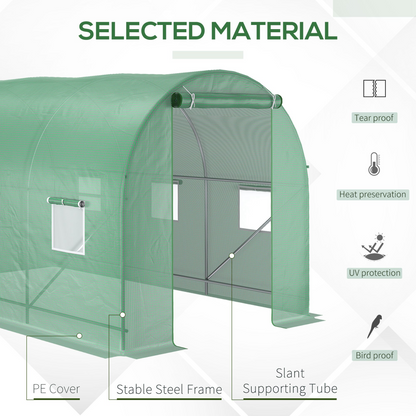 Spacious 3.5m Walk-In Polytunnel Greenhouse with Durable PE Cover