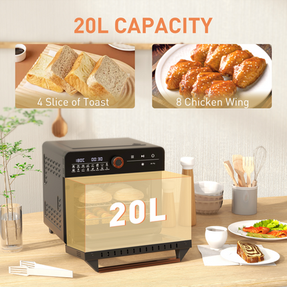 HOMCOM 20L Air Fryer Oven, 17 Presets, 1400W, Countertop Black