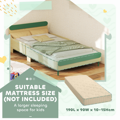 Toddler Bed with Safety Rails - Stylish Green Junior Bed for Kids