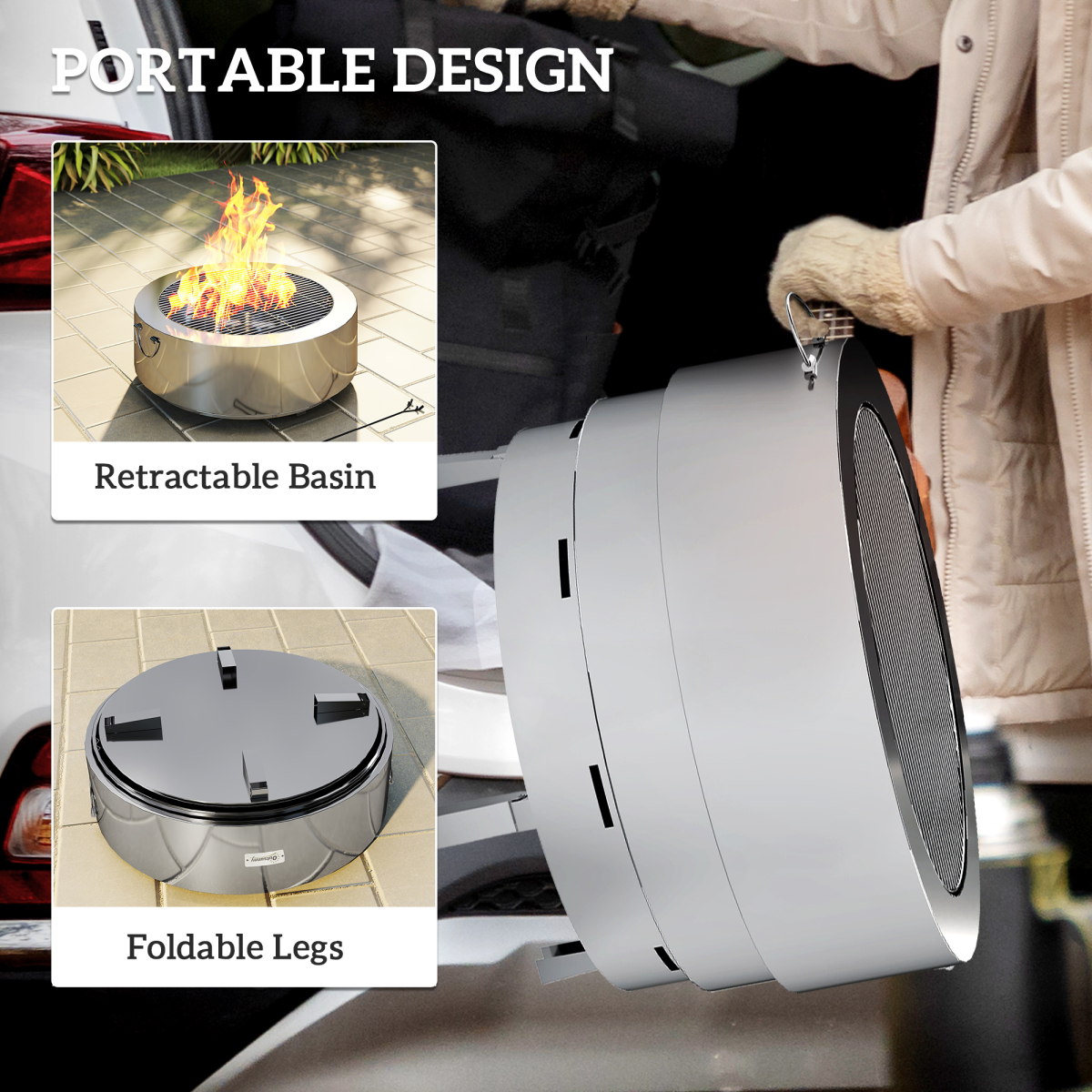 Portable Stainless Steel Fire Pit & Grill – Perfect for Cozy Outdoor Nights!