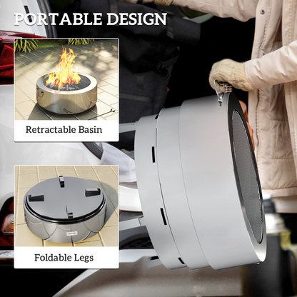 Portable Stainless Steel Fire Pit & Grill – Perfect for Cozy Outdoor Nights!