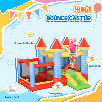 4-in-1 Bouncy Castle with Slide & Pool - Fun Anywhere, Quick Inflate!