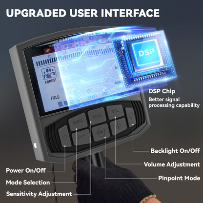 Outsunny Gold Metal Detector with DSP Chip, 5 Modes, IP68 Waterproof Coil