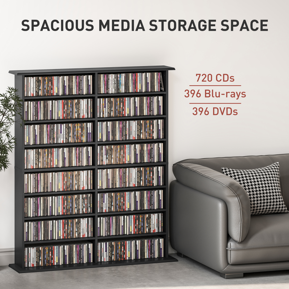 Compact Multi-Storage Cabinet with 16 Spaces for CDs, DVDs, and Blu-rays