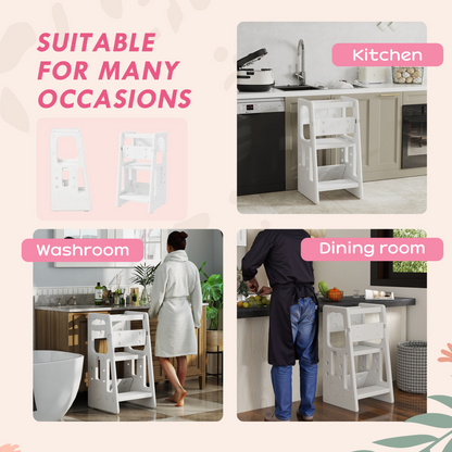 Adjustable Toddler Step Stool - Safe & Stylish Kitchen Helper for Kids