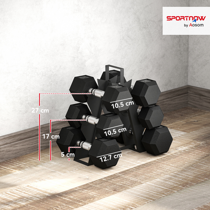 36KG Hex Dumbbell Set with Rack - Versatile Strength & Floor Protection!