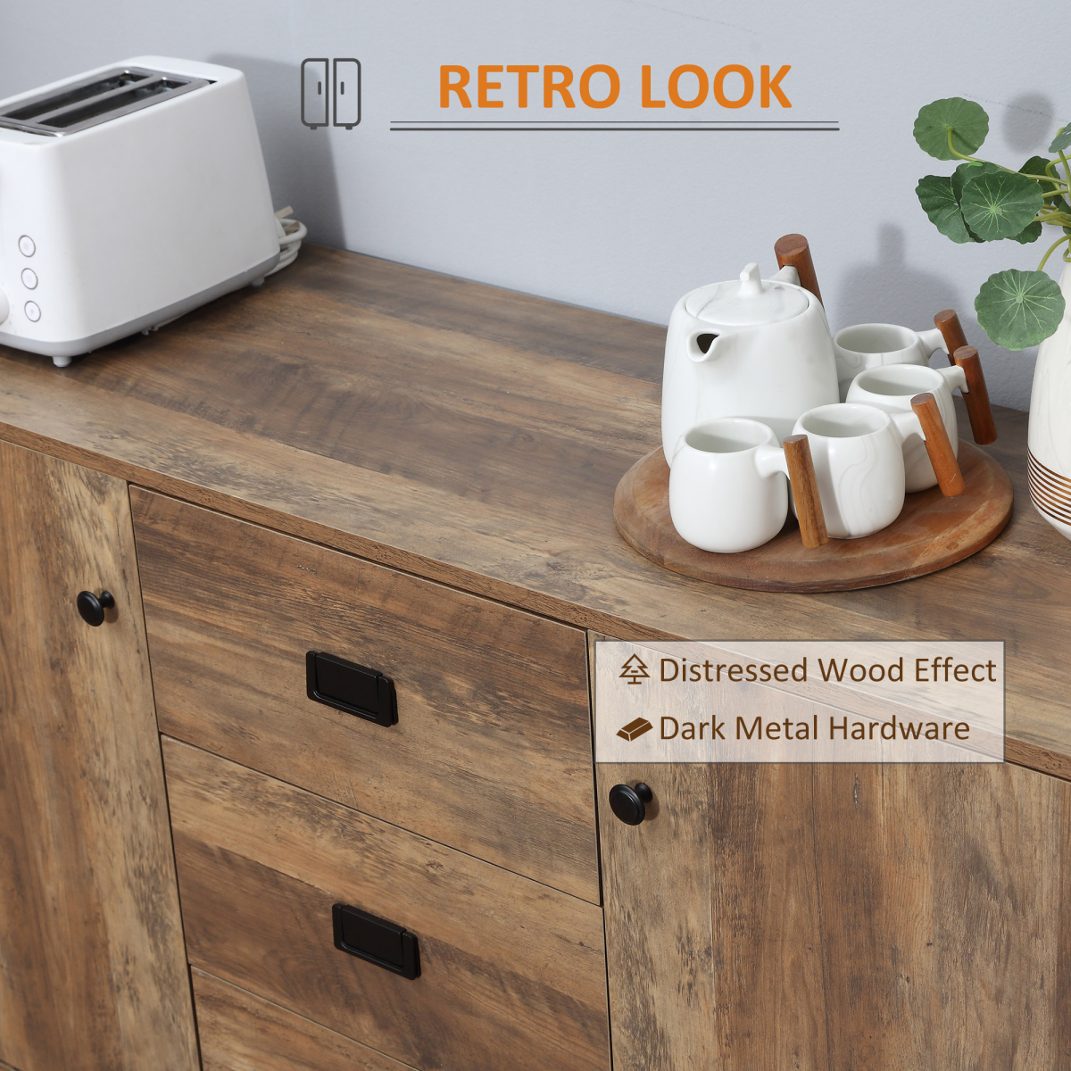 Vintage Charm: Industrial Sideboard with Multi-Storage Solutions