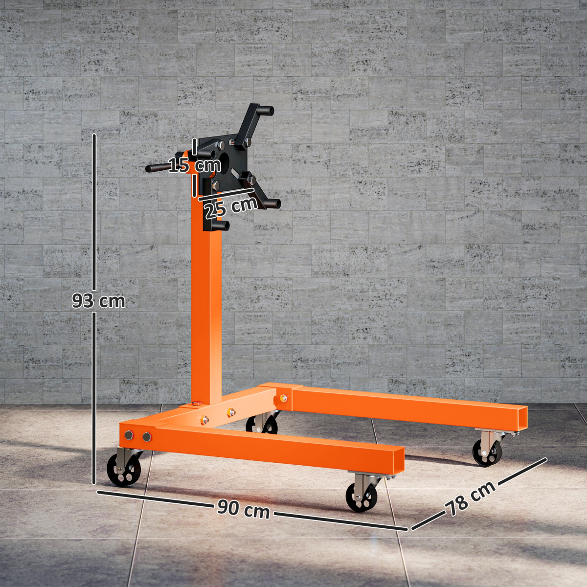 570kg Heavy-Duty Rotating Engine Stand with Adjustable Head - Orange
