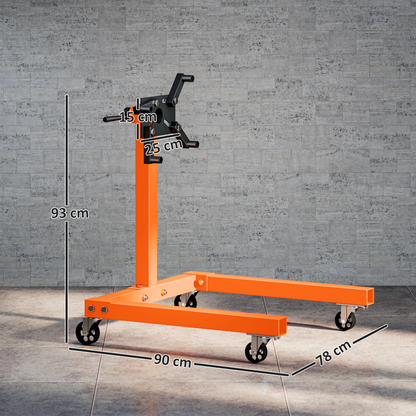 570kg Heavy-Duty Rotating Engine Stand with Adjustable Head - Orange