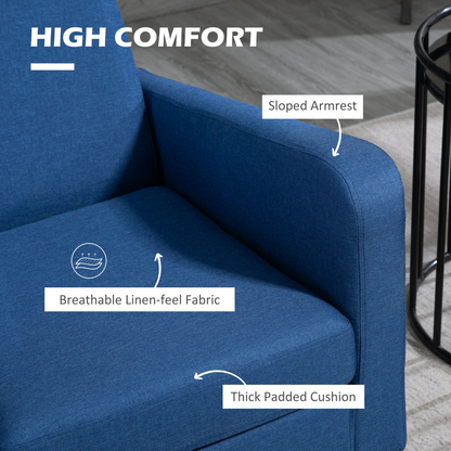 Modern Blue Accent Armchair with Rubber Wood Legs – Stylish & Comfortable!