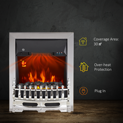 LED Flame Electric Fire Place-Silver