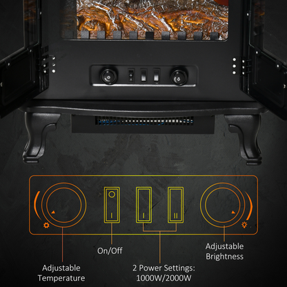 Stylish Electric Fireplace with LED Flame Effect & Double Door - 1000W/2000W