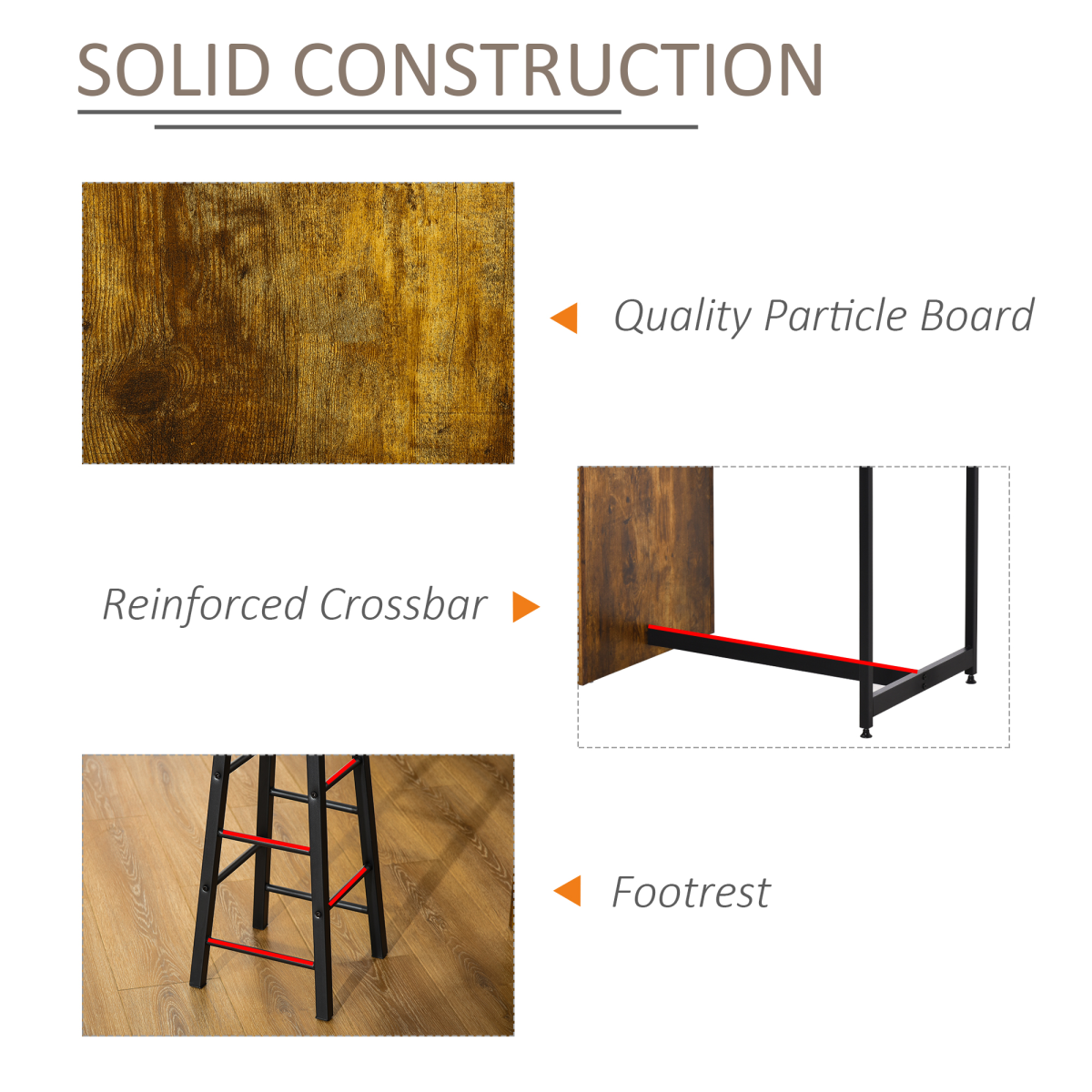 Compact 3-Piece Bar Table Set with Stools & Storage – Modern Industrial Design