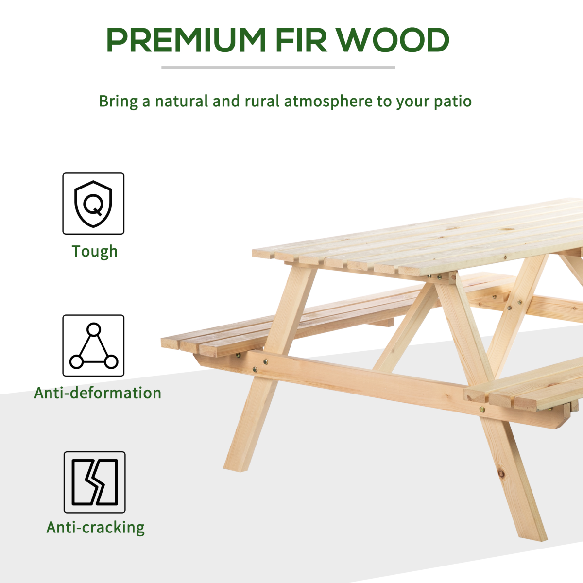 4-Seater Wooden Picnic Set-Fir Wood