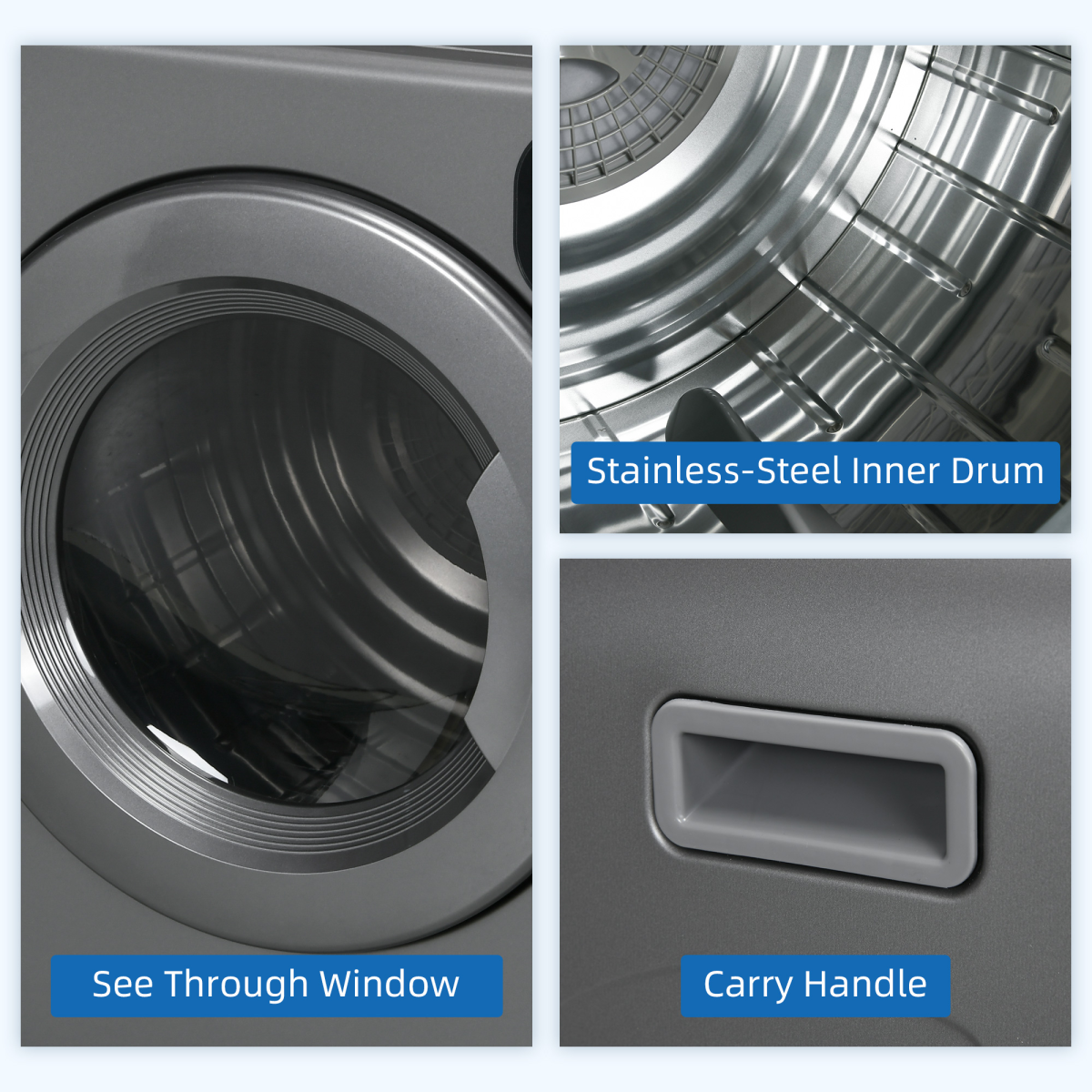 6kg Vented Tumble Dryer with 7 Dry Programmers for Small Spaces Grey