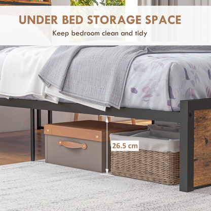 Industrial Chic Single Bed Frame with Storage Headboard & Under-Bed Space