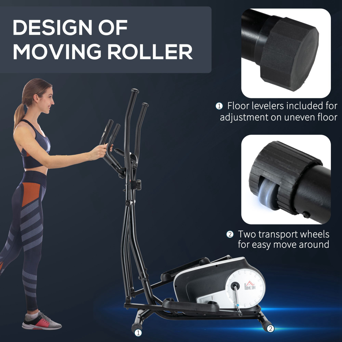 Elliptical Cross Trainer w/ Adjustable Resistance, LCD Monitor, Wheels