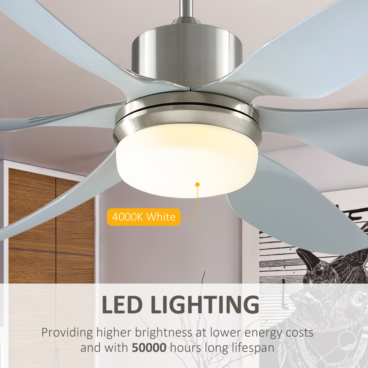 Chic Reversible LED Ceiling Fan with Remote - Elegant Silver & Light Combo
