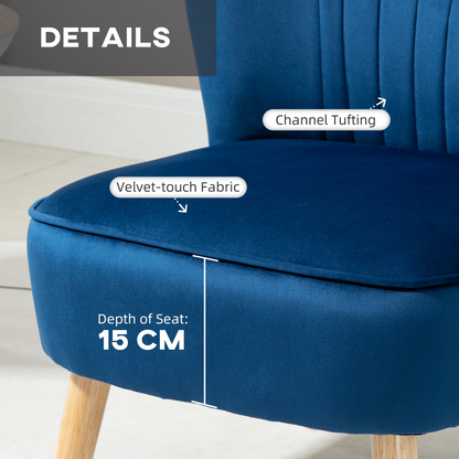 Luxurious Velvet Accent Chair & Ottoman Set - Dark Blue Comfort Redefined!