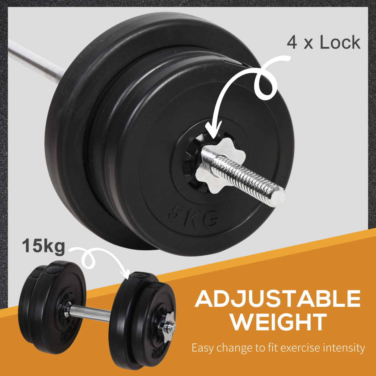 Dumbbells and Barbell Set with 65kg Adjustable Weights for Home Gym
