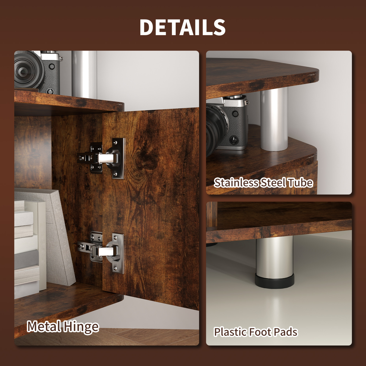 Rustic Elegance: 120cm TV Unit with Storage & Display Shelves