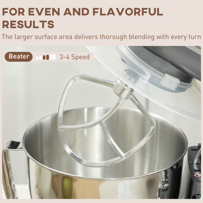 1300W Powerful Kitchen Stand Mixer with 4.5L Bowl & 6 Speeds - Silver