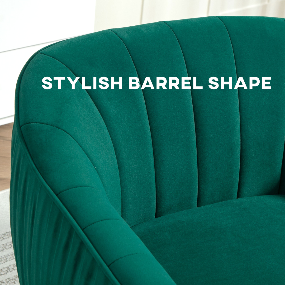 Fabric Single Sofa Arm Chair Upholstered Flocking Wood Leg Living Room Furniture