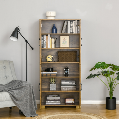Rustic 4-Door Farmhouse Cabinet: Sturdy Storage with Industrial Flair