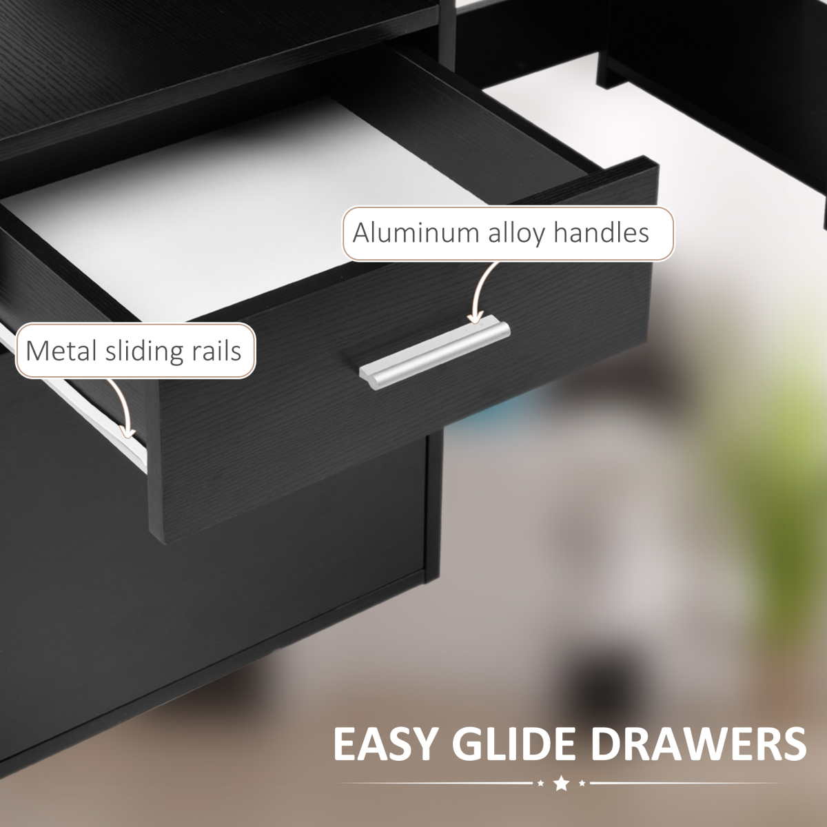 Multi-Storage & Workstation Desk Table Storage Shelves  Office Black