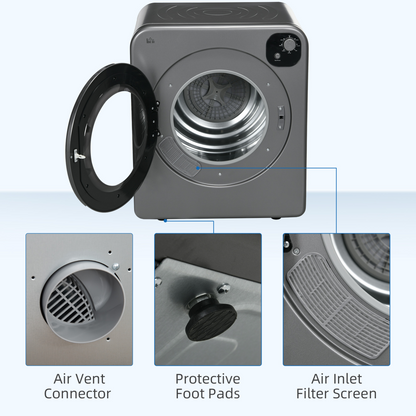6kg Vented Tumble Dryer with 7 Dry Programmers for Small Spaces Grey