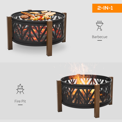 Ultimate 2-in-1 Fire Pit & BBQ Grill - 30" with Spark Screen & Safety Poker
