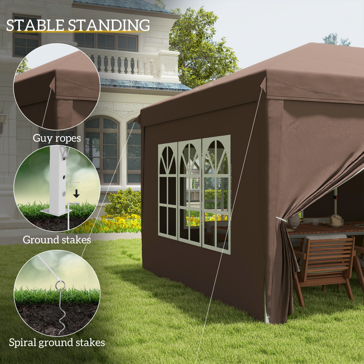 3 x 6m Pop Up Gazebo Height Adjustable Party Tent w/ Storage Bag Black