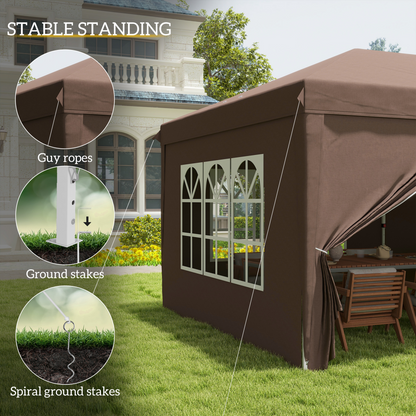 3 x 6m Pop Up Gazebo Height Adjustable Party Tent w/ Storage Bag Black