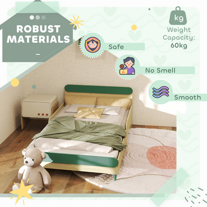 Toddler Bed with Safety Rails - Stylish Green Junior Bed for Kids
